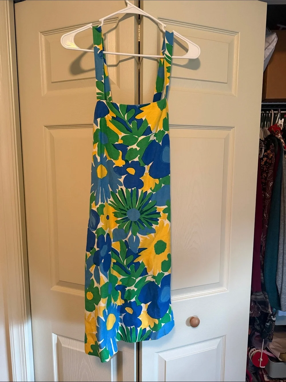 J. Crew Bold Floral Mini Dress in Blue, Green & Yellow